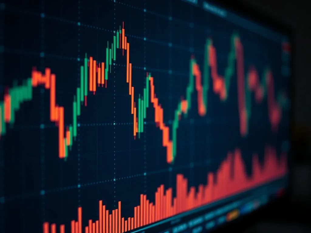 A close-up of a professional financial stock market chart on